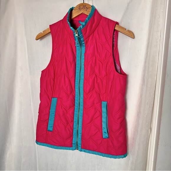 Vineyard Vines Pink Blue Quilted Down Puffer Vest Zip Up Cozy Outerwear | Sz XS - Picture 3 of 17